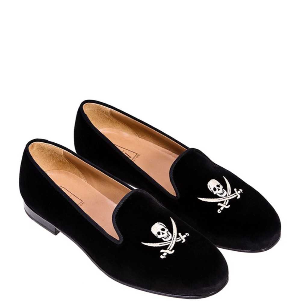 Stubbs and Wootoon velvet skull shoes